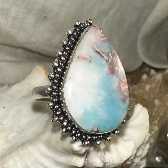 Larimar Natural Gemstone vintage Ring